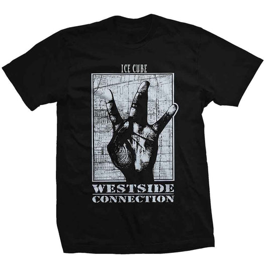 Black t-shirt with Westside Connection logo and hand graphic.