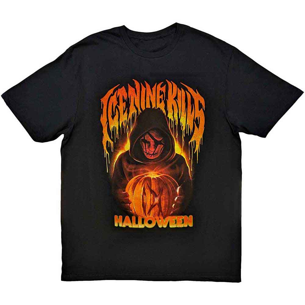 Black t-shirt featuring “Ice Nine Kills” and Halloween-themed imagery, size X-Large.