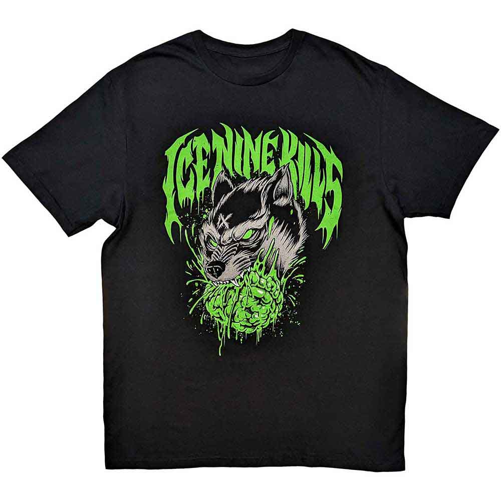Black unisex t-shirt featuring a graphic illustration of a wolf.