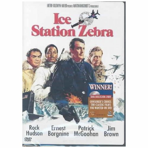 Ice Station Zebra" DVD cover with four men in cold-weather gear.