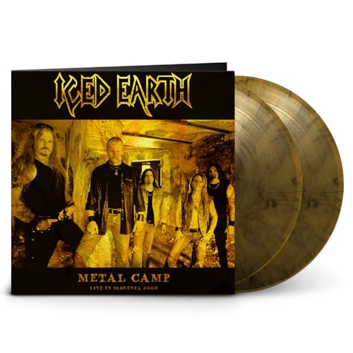 Iced Earth “Metal Camp” vinyl record with band photo and two gold discs.