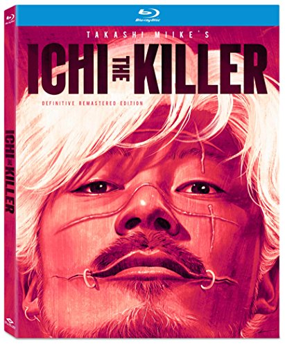Ichi The Killer" Blu-ray cover featuring a close-up of a man’s scarred face.