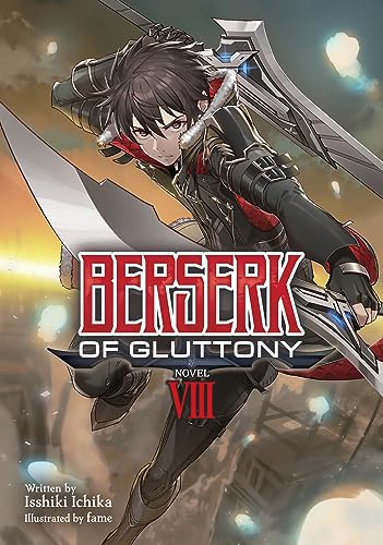Anime-style male character with dark hair wielding a large sword on book cover.