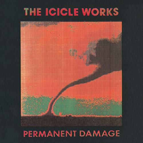 Album cover for The Icicle Works’ “Permanent Damage” featuring a tornado.