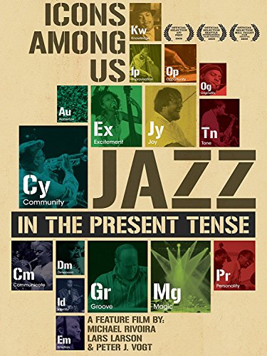 DVD cover for "Icons Among Us - Jazz In The Present Tense" with jazz musicians' images.