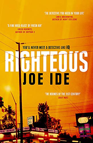Book cover for Righteous by Joe Ide featuring a golden sunset over a street.