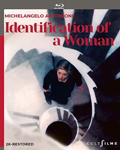 Blu-ray cover for "Identification of a Woman" featuring a woman on stairs.