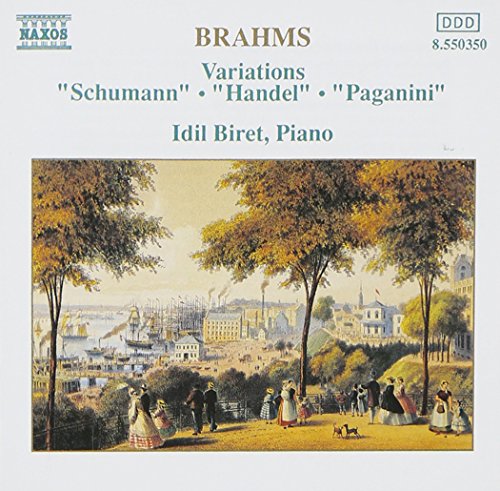 Brahms CD cover featuring a vintage painting of people in a park.