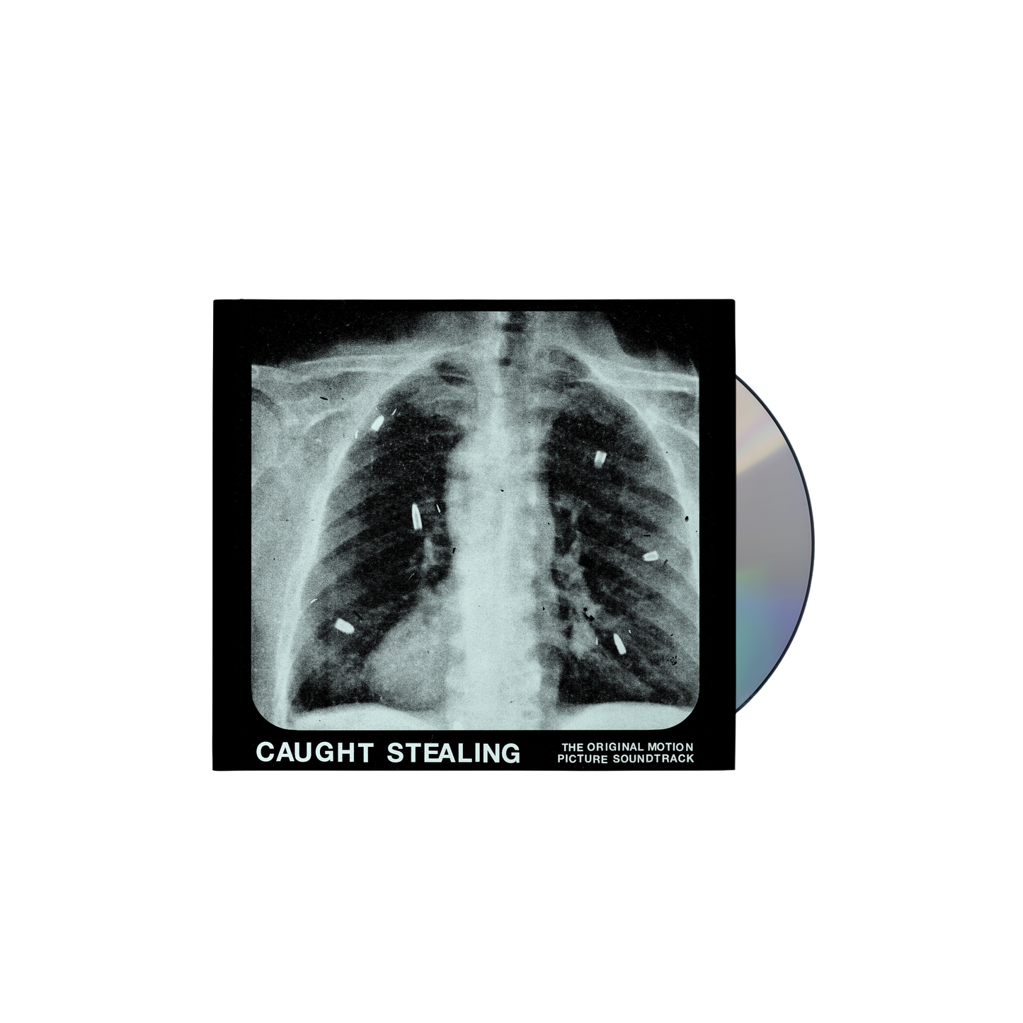 CD with an X-ray image of a chest and text “Caught Stealing”.