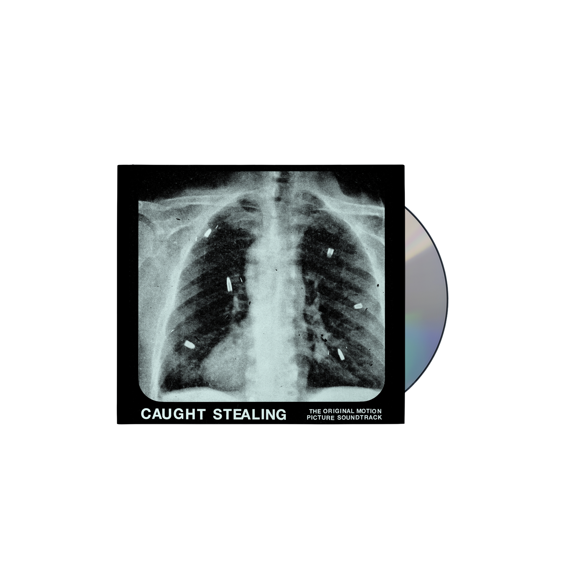 CD with an X-ray image of a chest and text “Caught Stealing”.