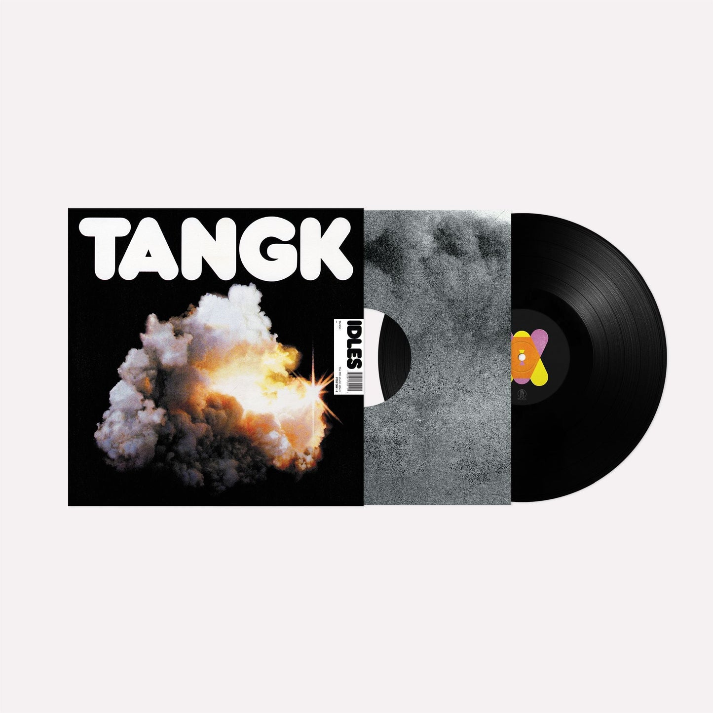 Idles “Tangk” vinyl record with explosion album art and black disc.