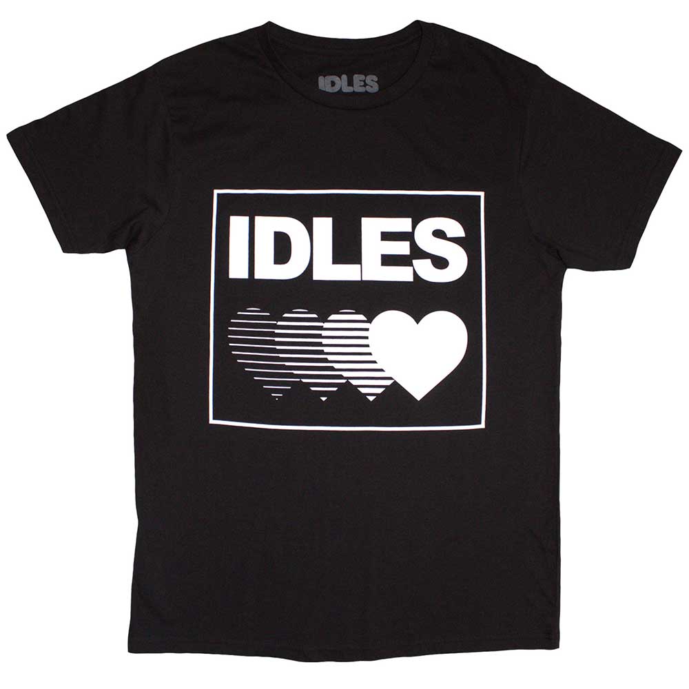 Black unisex t-shirt with a gradient heart design, size XX-Large.