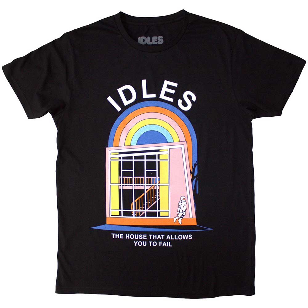 Black unisex t-shirt featuring Idles The House graphic design on the front.