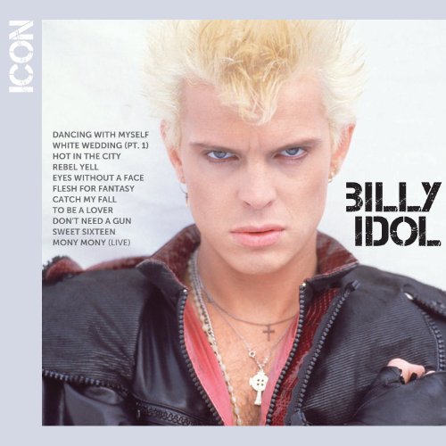 Billy Idol album cover, "Icon," featuring a portrait of the artist.