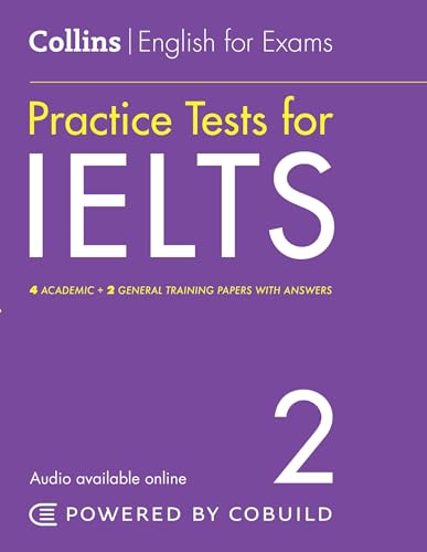 Purple IELTS practice test book cover, volume 2, with white text.