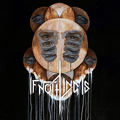CD cover with symmetrical, painted faces and dripping white lines.