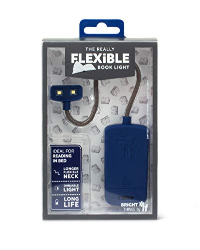 Blue flexible book light in clear plastic packaging.