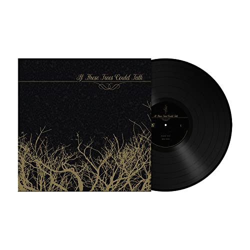 Vinyl record with gold tree branch artwork and black sleeve.