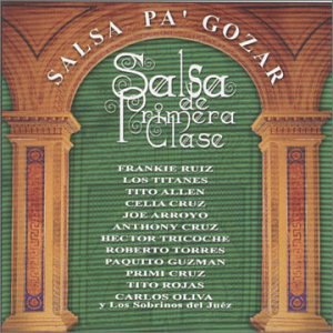 Green album cover with ornate columns and white text listing artists.