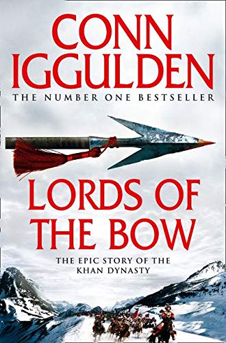 Book cover: "Lords of the Bow" with an arrow and mounted warriors.
