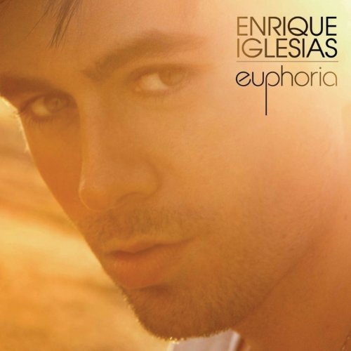 "Album cover featuring a close-up of Enrique Iglesias' face with the title 'Euphoria'."