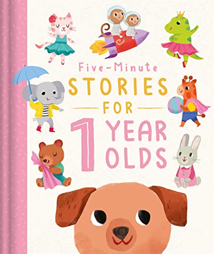 Book cover titled Five-Minute Stories for 1 Year Olds featuring various cute animal illustrations.