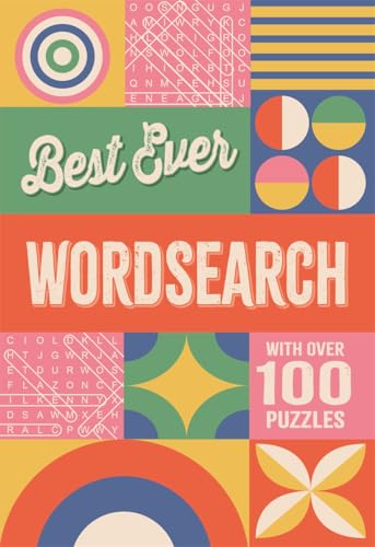 Colorful cover of "Best Ever Wordsearch" book with letter grids.