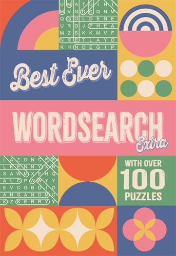 Colorful cover of "Best Ever Wordsearch Extra" puzzle book with letter grids.