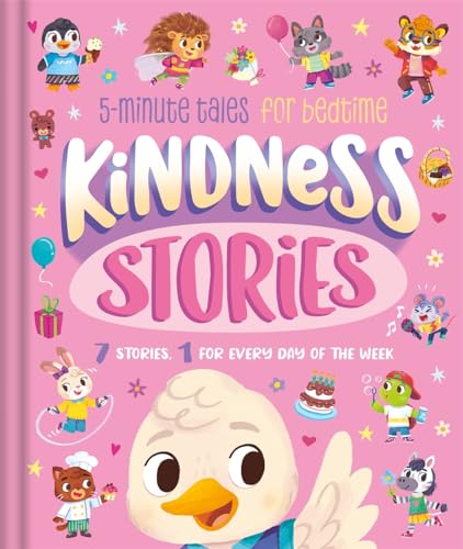 Colorful children’s book cover featuring illustrated animal characters and “Kindness Stories” title.