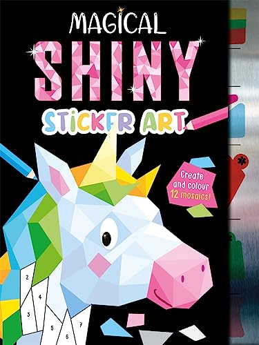 Book cover with a geometric unicorn, colorful stickers, and art supplies.
