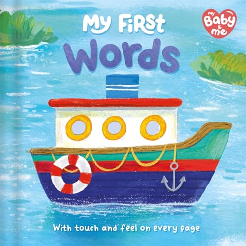 Children's book cover with illustration of a blue and red boat.