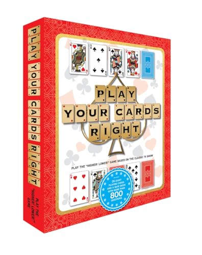 Red game box with playing cards and the title "Play Your Cards Right".