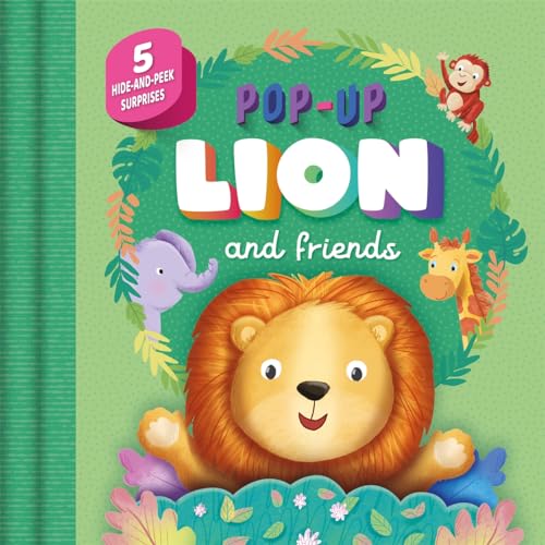 Book cover with a smiling lion, elephant, monkey, and giraffe.