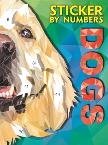 Geometric dog portrait with numbered sections for a sticker-by-numbers activity.