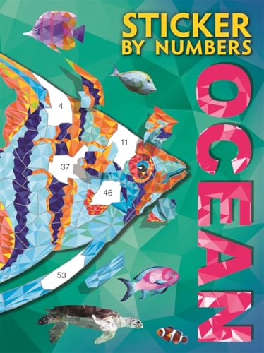 Sticker book cover featuring numbered, geometric ocean animals and fish.