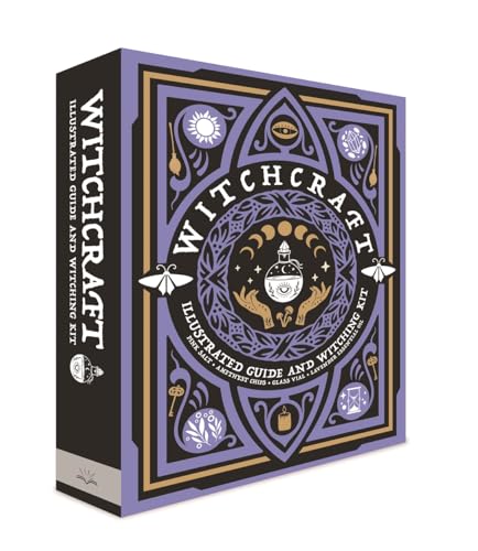 Purple box for “Witchcraft” illustrated guide and kit, ornate design.