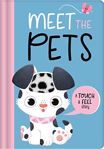 Children’s book cover with cartoon puppy and “Meet The Pets” title.