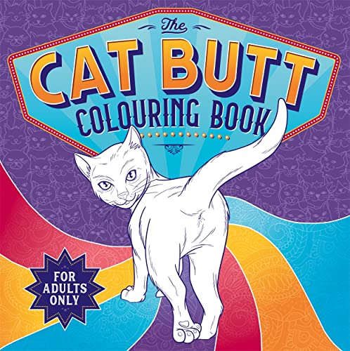 Colouring book cover with a white cat looking over its shoulder.