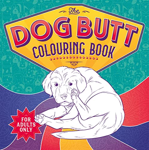 Colouring book cover featuring a dog looking over its shoulder at its rear.