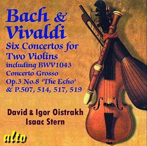 CD cover featuring violins and text naming Bach, Vivaldi, and Oistrakh.