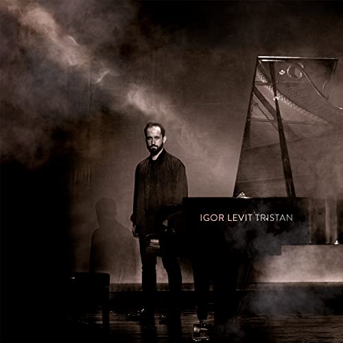 Igor Levit at a grand piano, moody, dark, sepia-toned album cover.