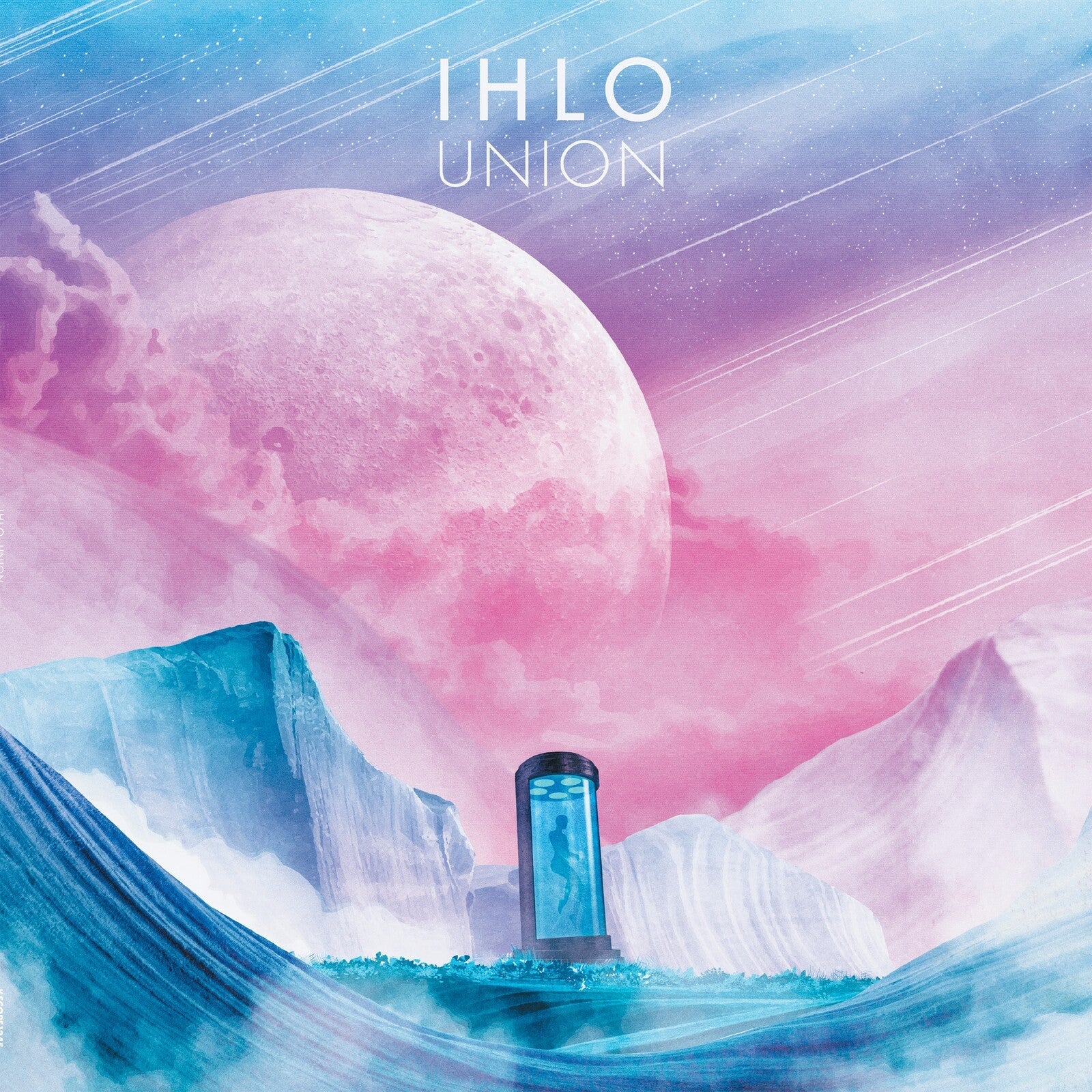 CD cover for Ihlo’s “Union” featuring a landscape with a moon and figure.