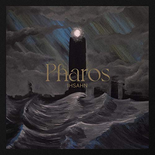 Ihsahn's "Pharos" vinyl album cover: a dark seascape with a glowing lighthouse.