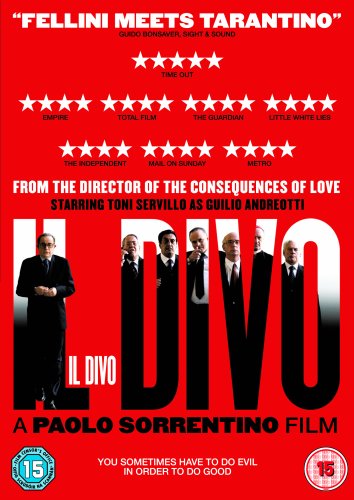 Red DVD cover for “Il Divo” featuring four men in suits.