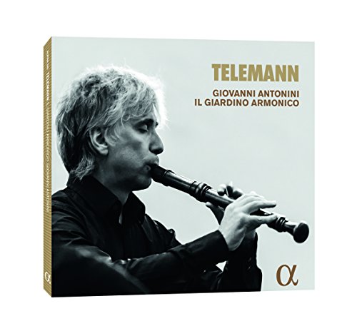 CD cover: man playing a recorder, text “Telemann” and “Il Giardino Armonico”.