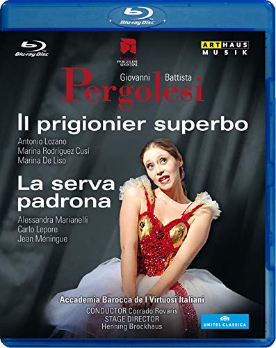 Blu-ray cover for Pergolesi’s operas featuring a woman in costume.