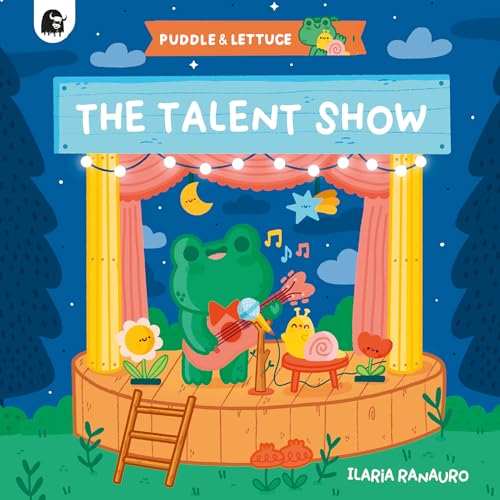 A frog plays guitar on stage with a snail audience.
