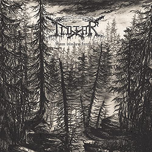 Black and white album cover depicting a dense, dark forest scene.