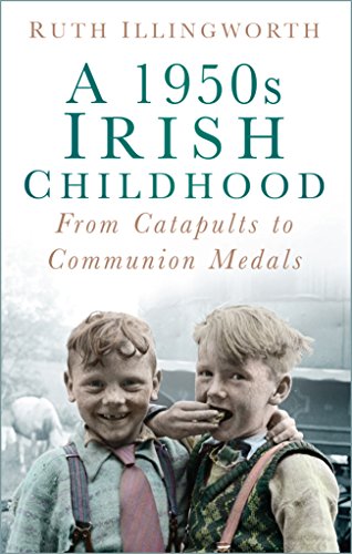 Book cover: two smiling boys in 1950s Ireland, vintage photo.
