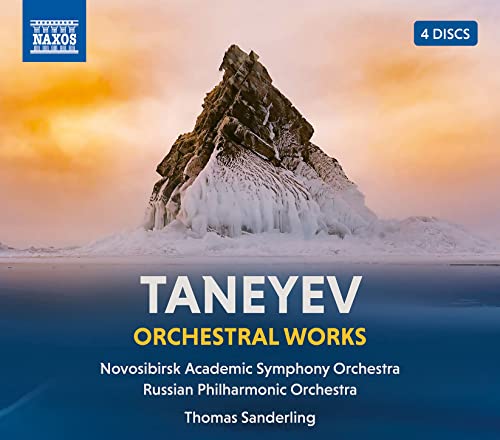 CD cover: snowy mountain peak with text “Taneyev Orchestral Works”.